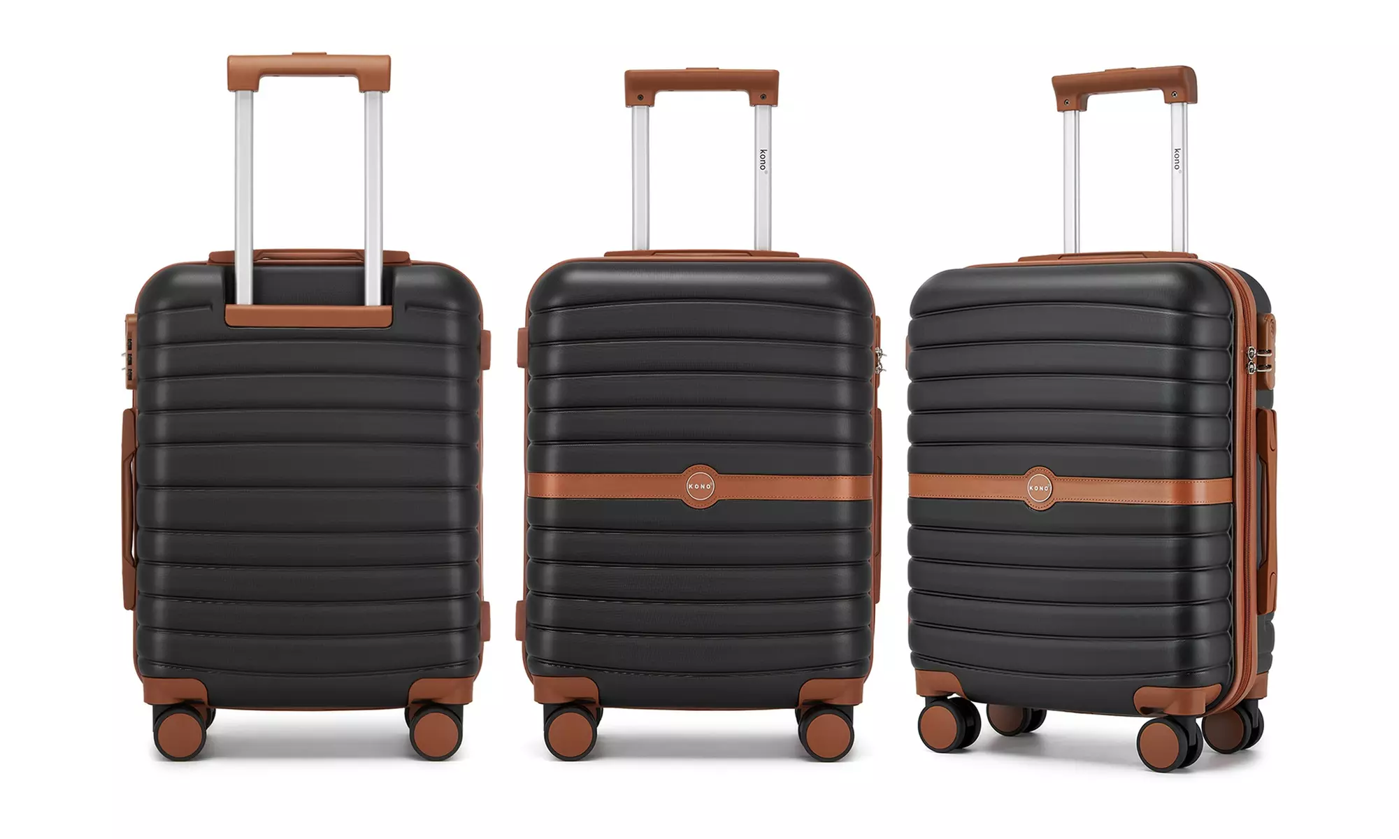 KONO Stylish Stripe Design Suitcase with Spinner Wheels