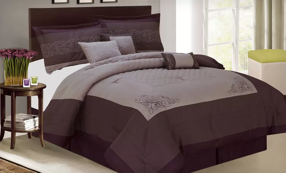 Luxury Bedding Seven-Piece Comforter Set in Queen or King (Half Off). Three Designs Available. Free Shipping & Returns. - Primary Image