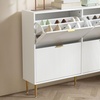 Image 7: HomCom Narrow Shoe Cabinet with Four Flip Drawers