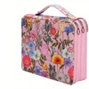 Image 6: Floral Oxford Fabric 3-Layer Art Brush Storage Case