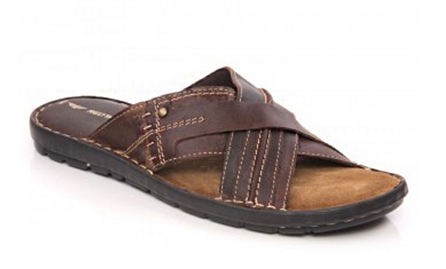 Image 7: Men's Brown Leather Sandals