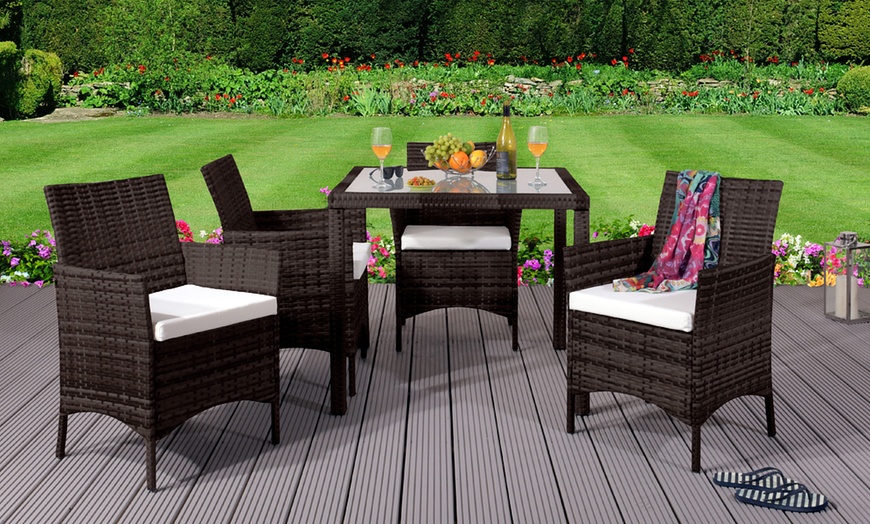 Image 4: Four Seater Square Rattan-Effect Dining Set

