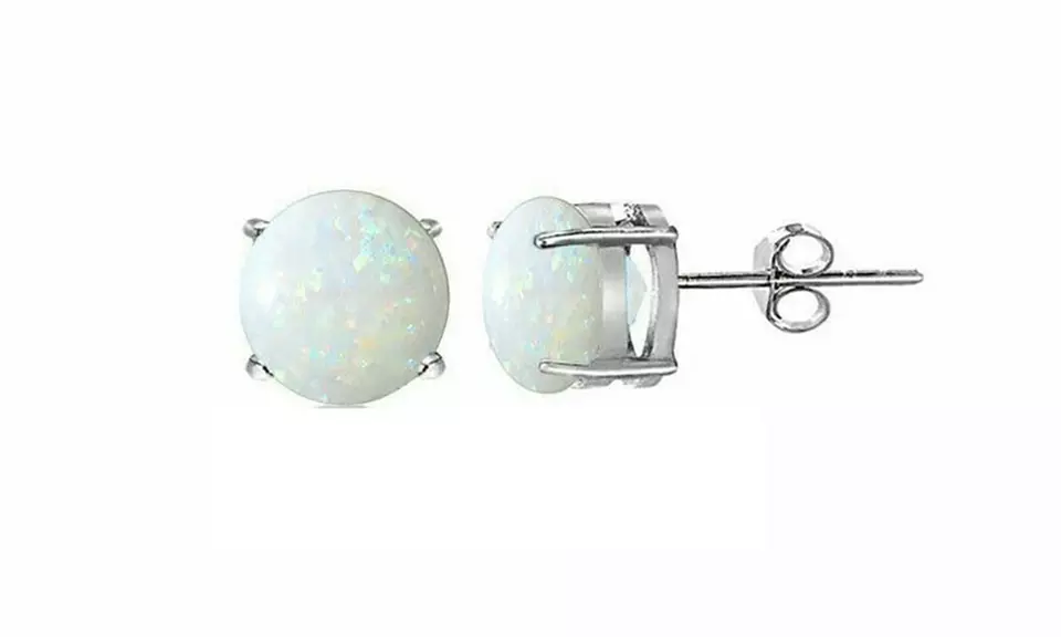 925 Sterling Silver 2.00 CTTW Round Cut Fire Opal Stud Earrings Multiple Options