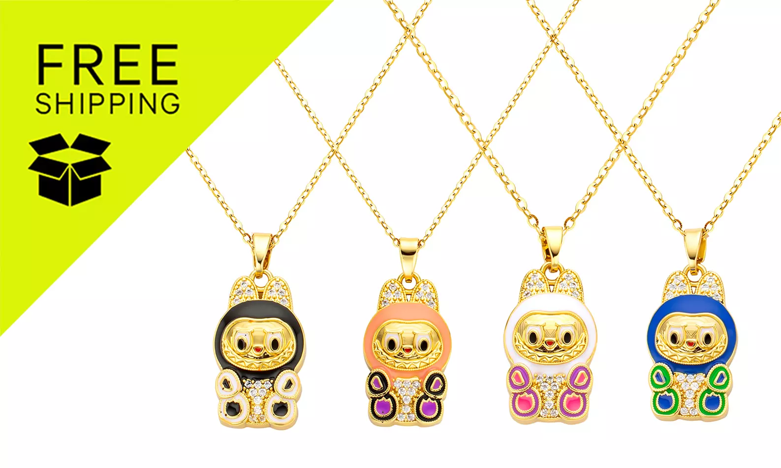 Stanley - BTS x Labubu Gold Enamel Pendant Necklace