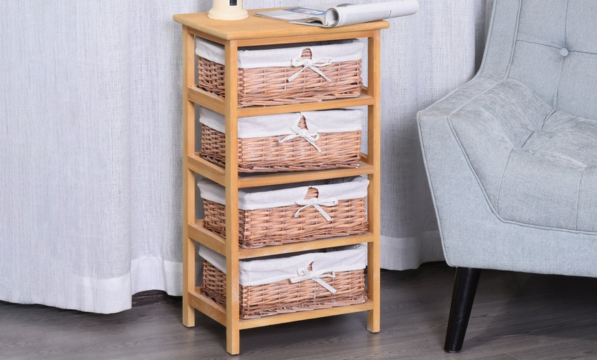 Image 7: HomCom Wicker Basket Drawers
