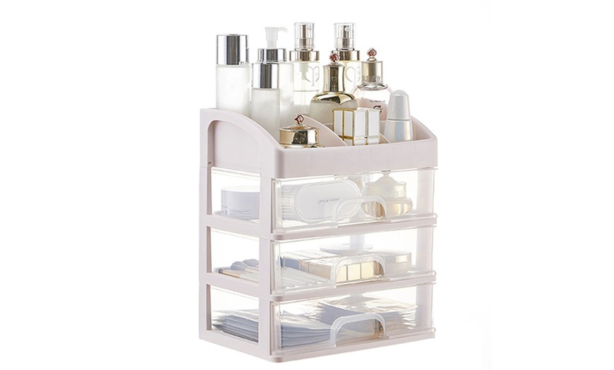 Image 4: Plastic Makeup Organiser with Three Drawers