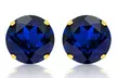 10K Yellow Gold Created 2CTW Blue Sapphire Earrings With Gift Box By MUIBLU Gems - Second Medium