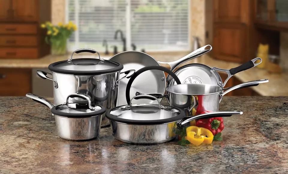 $129.99 for a KitchenAid Gourmet Stainless Steel 10-Piece Cookware Set ($220 List Price). Free Shipping and Returns. - Primary Image