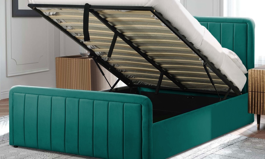 Image 8: Fabric Borneo Ottoman Bed with Optional Mattress