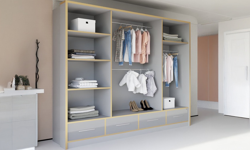 Image 10: Sweden Modern High Gloss Wardrobe with Drawers