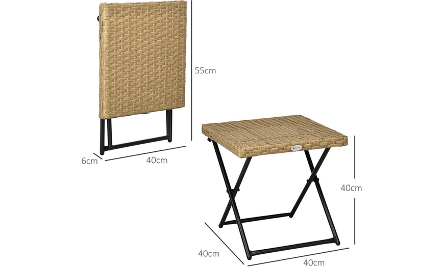 Image 4: Outsunny Rattan-Effect Foldable Coffee Table