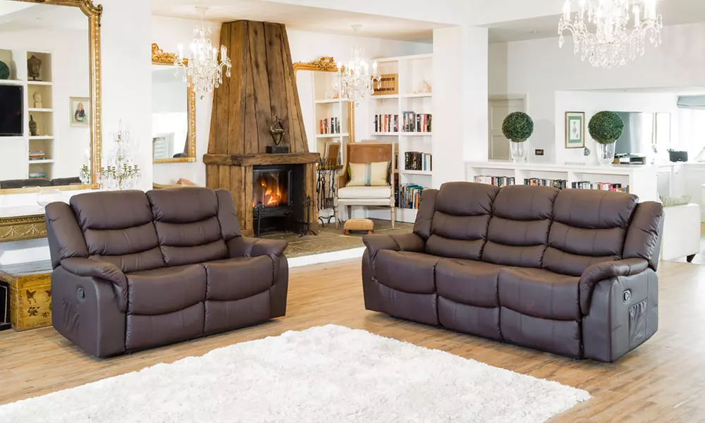 Carmona 3 + 2 Leather Recliners in Choice of Colour for £599.99 With Free Delivery (71% Off) - Primary Image