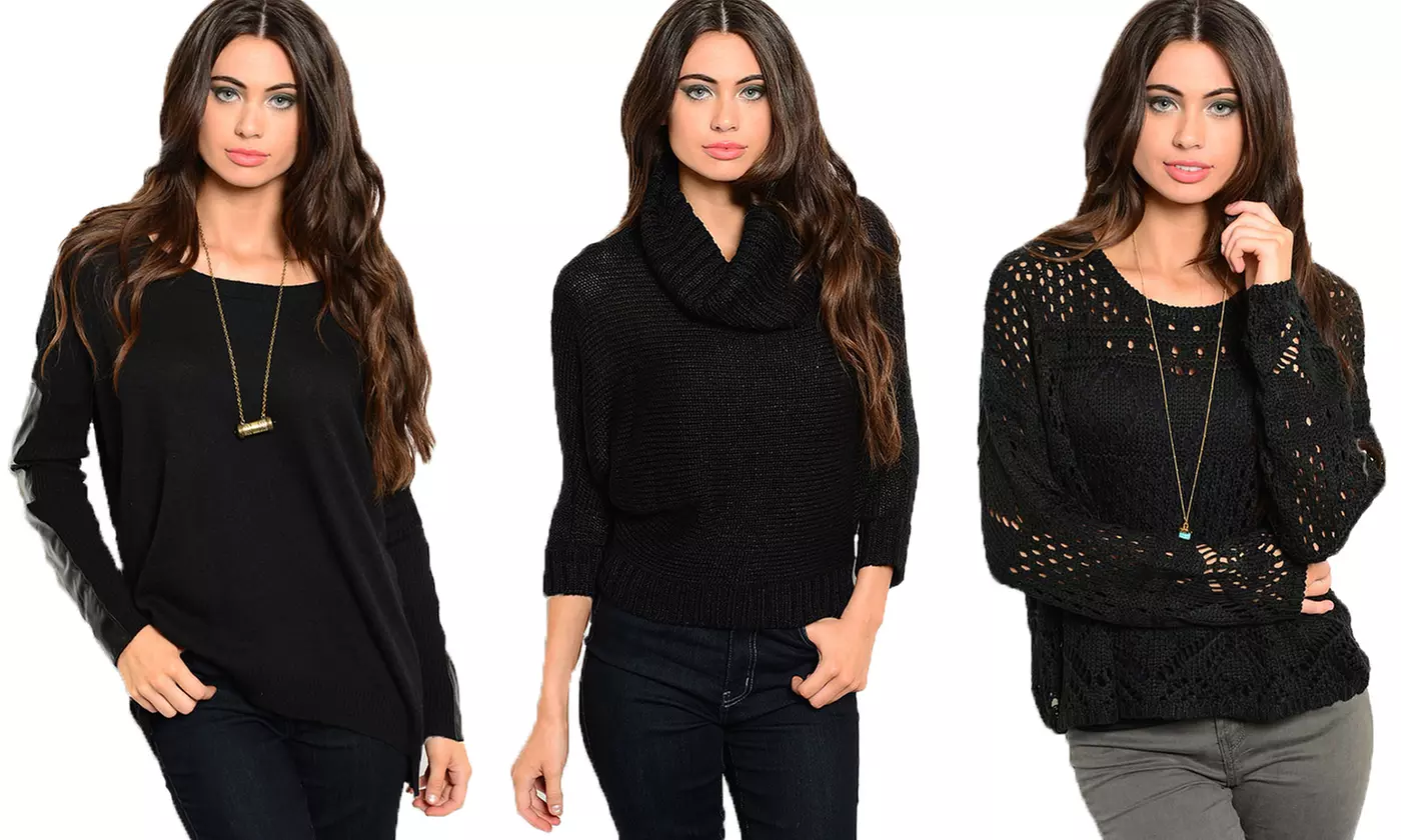 Women's Black Fashion Sweaters - Primary Image