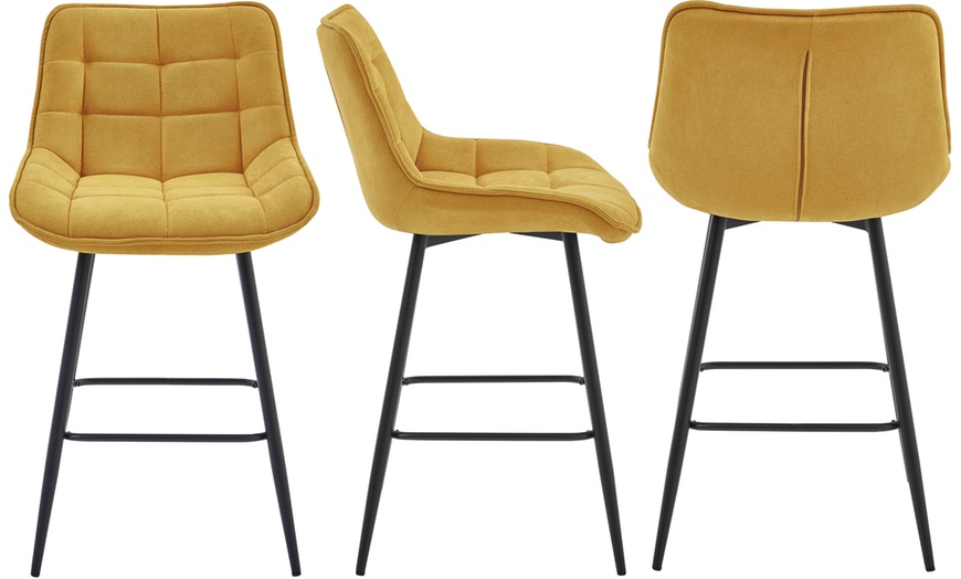Image 10: Lot de 2 tabourets de bar en métal noir et tissu