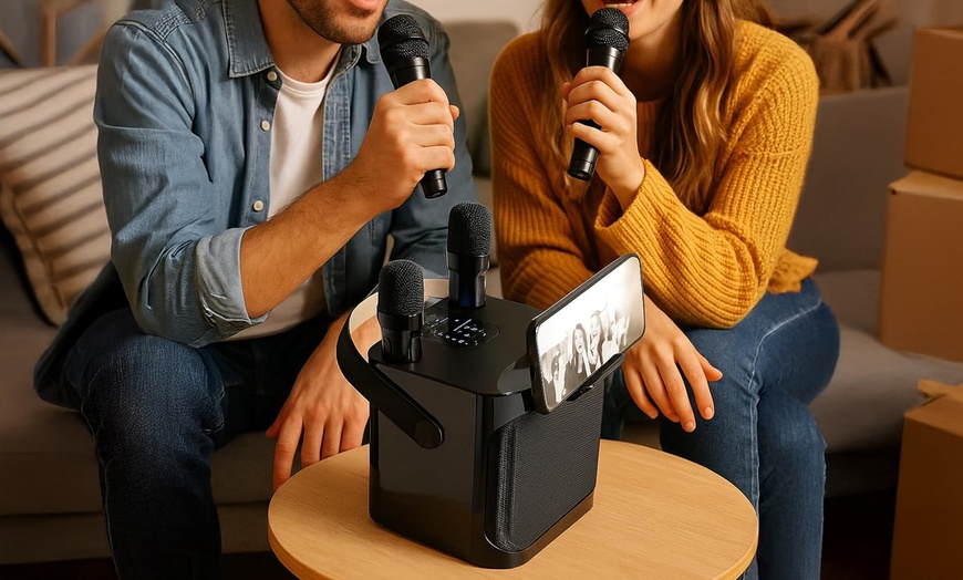 Image 1: Karaoke portatile wireless con 2 microfoni