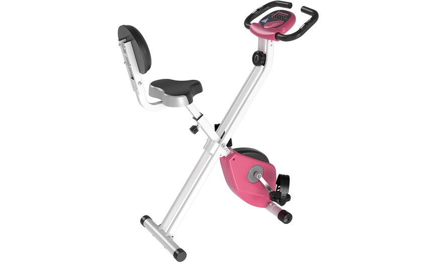 Image 27: HomCom Fold-Away Exercise Bike with 8-Level Resistance and LCD Display