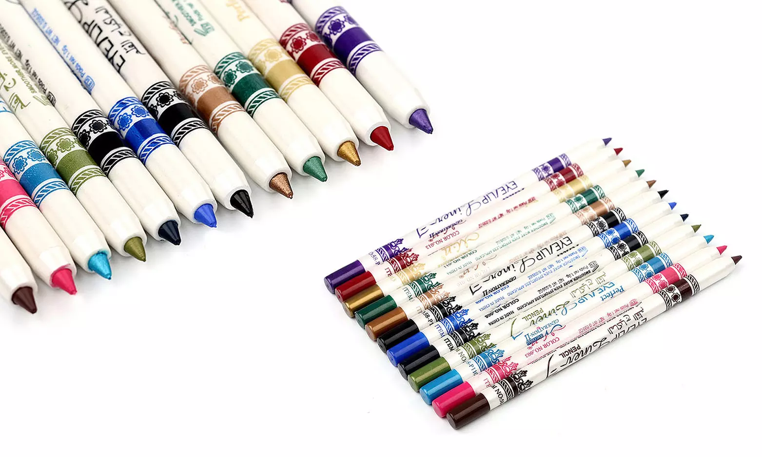Professional Vivid Multi-Color Eye and Lip Liner Pencil Set (12- or 24-Piece) - Second Medium