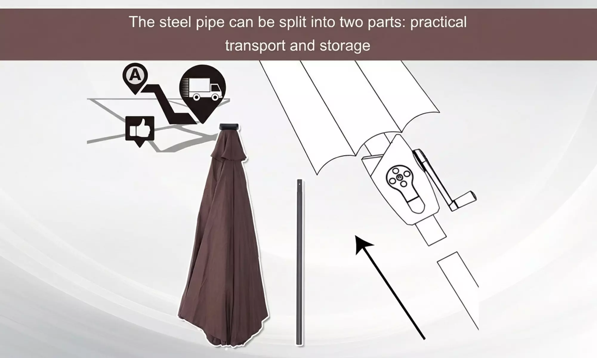 Outsunny Solar LED Tilt Parasol Umbrella