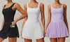 Women Tennis Dress with Built in Shorts and Bra Pleated Seamless Athletic Dress