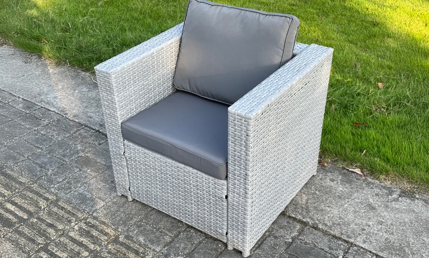 Image 1: Rattan Effect Single Sofa Chair 