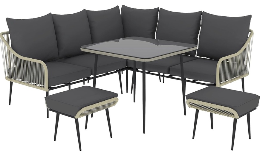 Image 2: Outsunny Six-Piece Rattan-Effect Outdoor Sofa Set