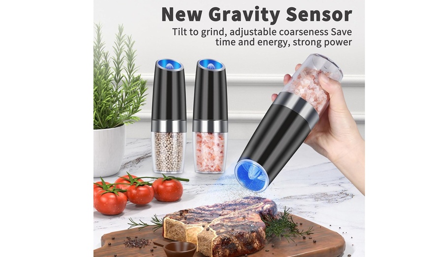 Image 6: ItBelongs2U Electric Gravity Salt and Pepper Mill Automatic Spice Grinder Shaker