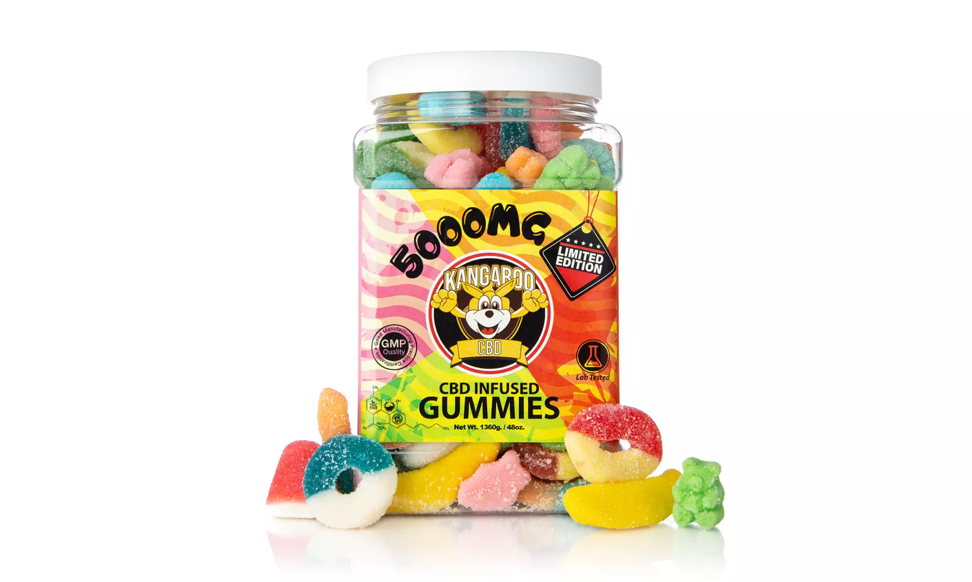 Extra Strength MEGA Size 5000MG Potent CBD Gummies from Kangaroo - 48oz