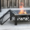 Image 1: Outsunny Square-Shaped Fire Pit Table with Optional Grill Shelf