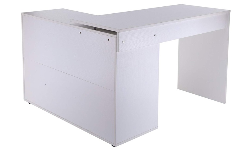 Image 8: L-Shaped Adjustable Computer Desk