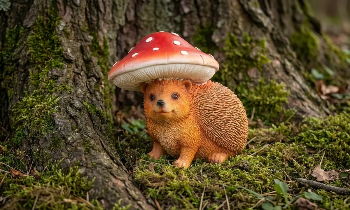 Hedgehog Mushroom Garden Figurines - Set of Three Resin Ornaments