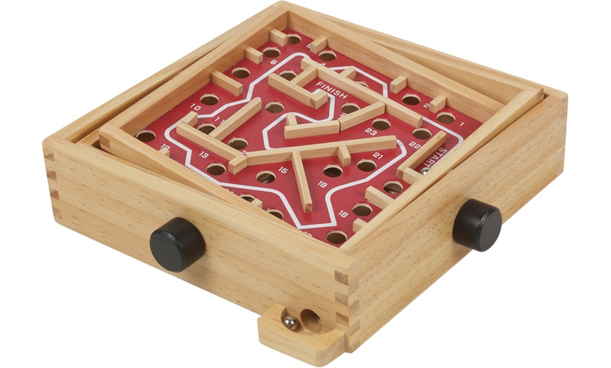 Image 1: Wooden Labyrinth Game