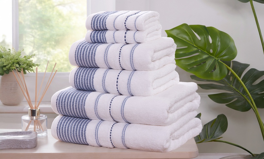 Image 1: Dakota 6-Piece Towel Bale - 500gsm Cotton, Soft, Striped Design