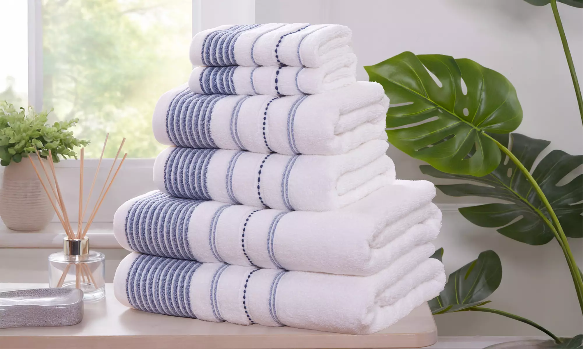 Dakota 6-Piece Towel Bale - 500gsm Cotton, Soft, Striped Design