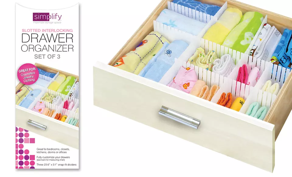 Set of 3 Interlocking Drawer Organizers - Primary Image