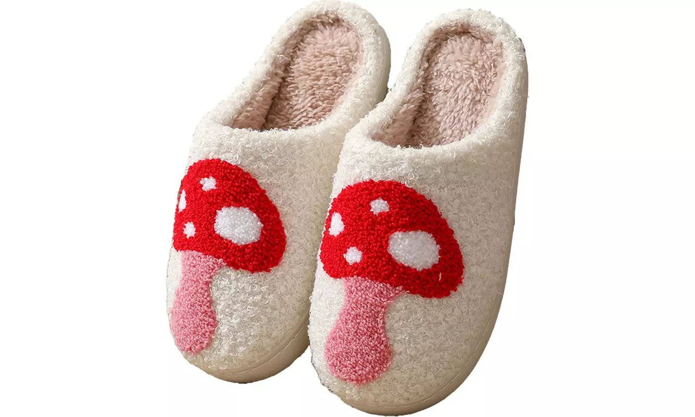 Mushroom Slippers For Women Men Warm Cozy Plush Fuzzy House Slippers
