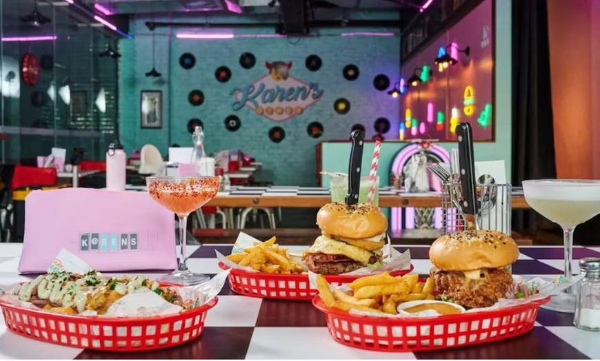 Image 1: Burger-Fries Combo with Drinks at Karens Diner