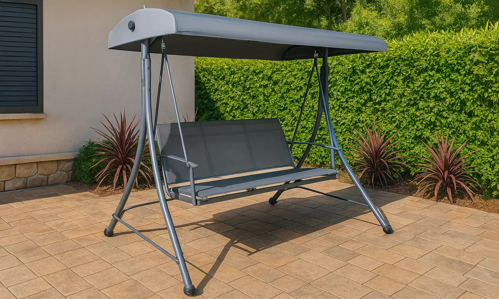 Dondoli in acciaio e poliestere 3 posti Camillo Rigamonti