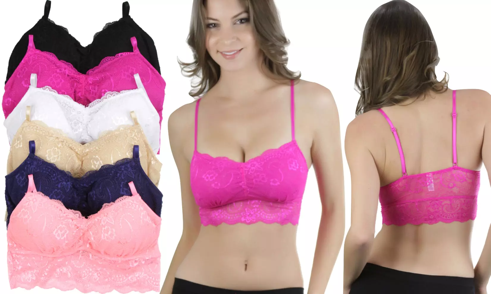 Women's All-Over Lace Padded Bralettes (6-Pack) - Primary Image