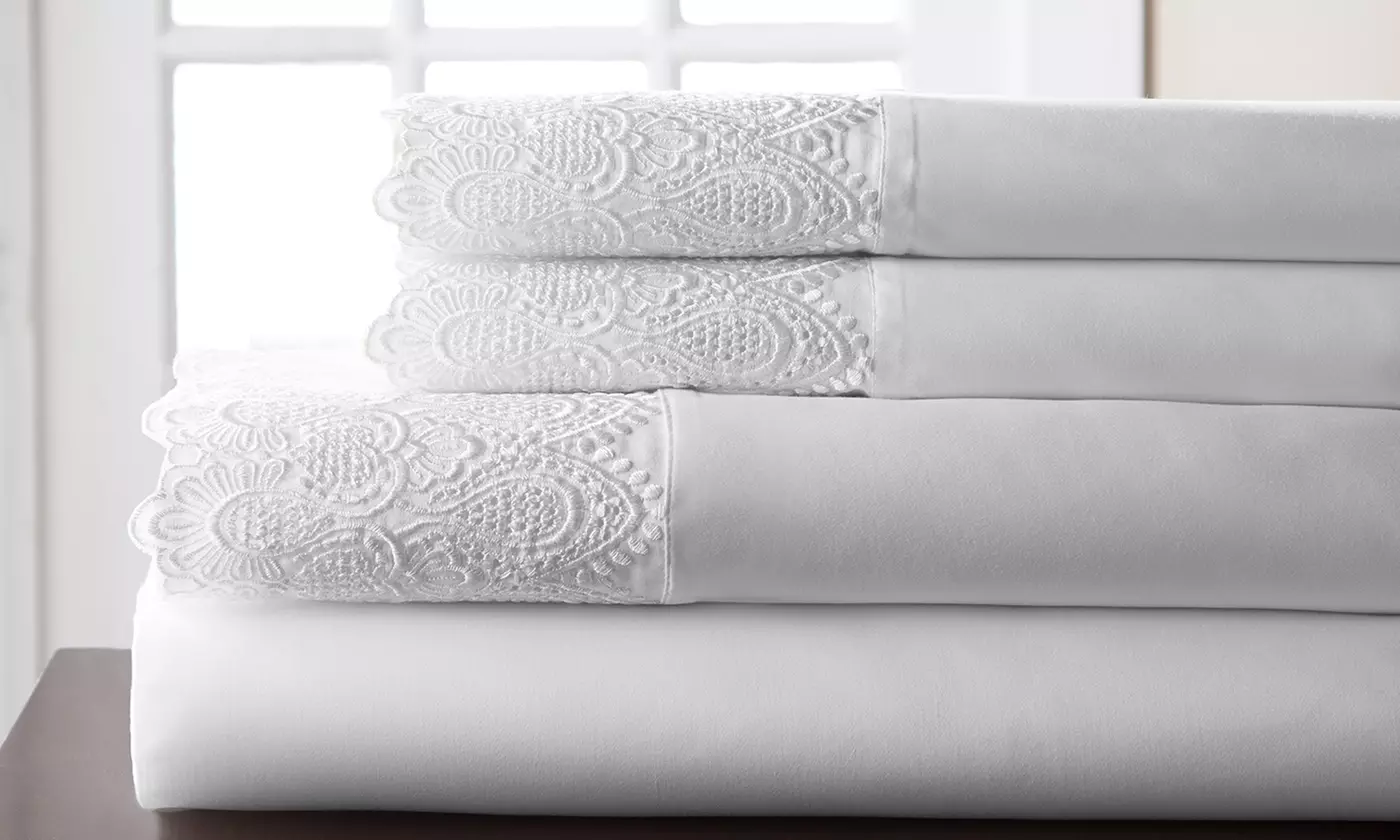 600TC Cotton-Rich Cotton Royale Sheets with Lace Trim - Image 6