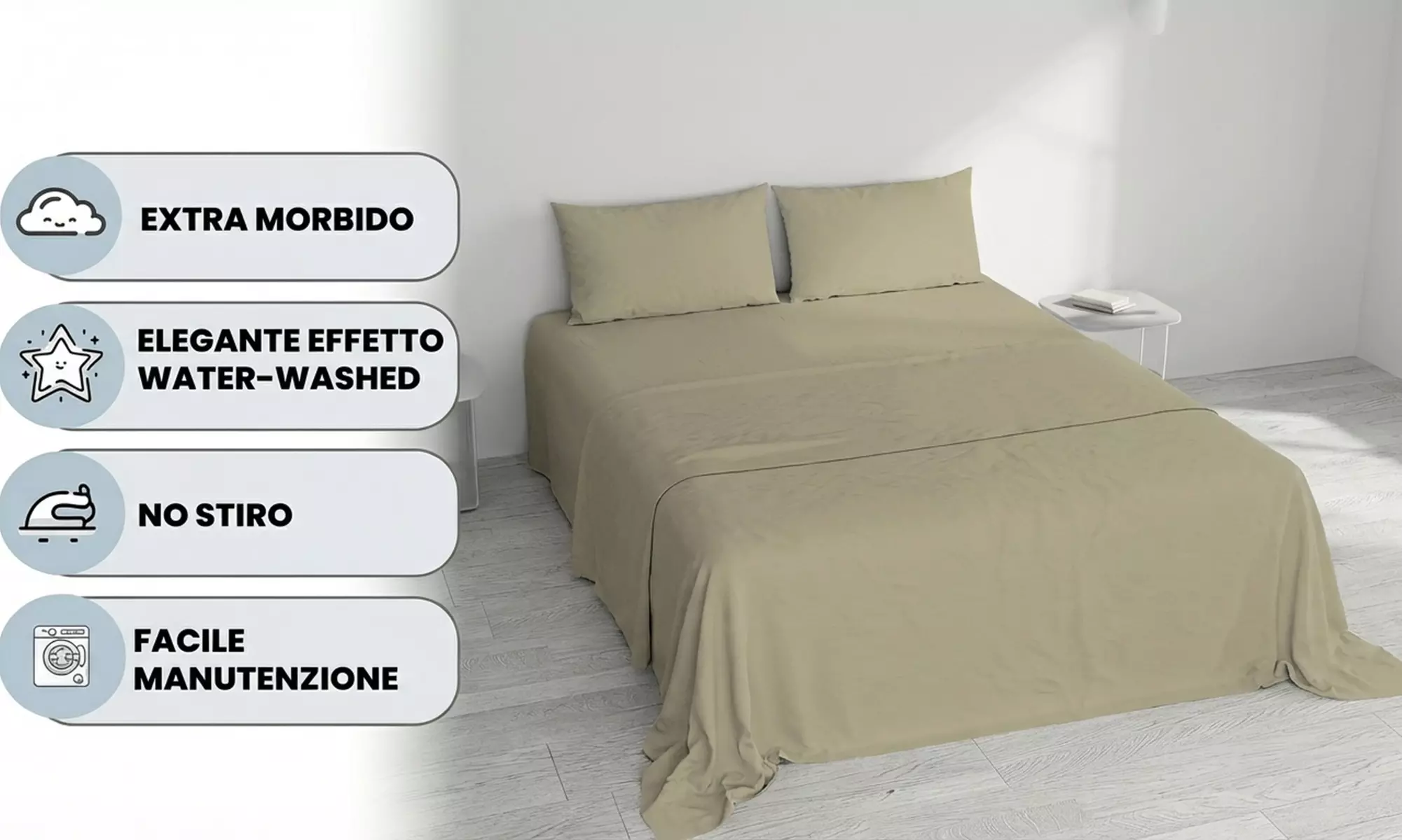 'Water Washed' beddengoedset voor tweepersoonsbed