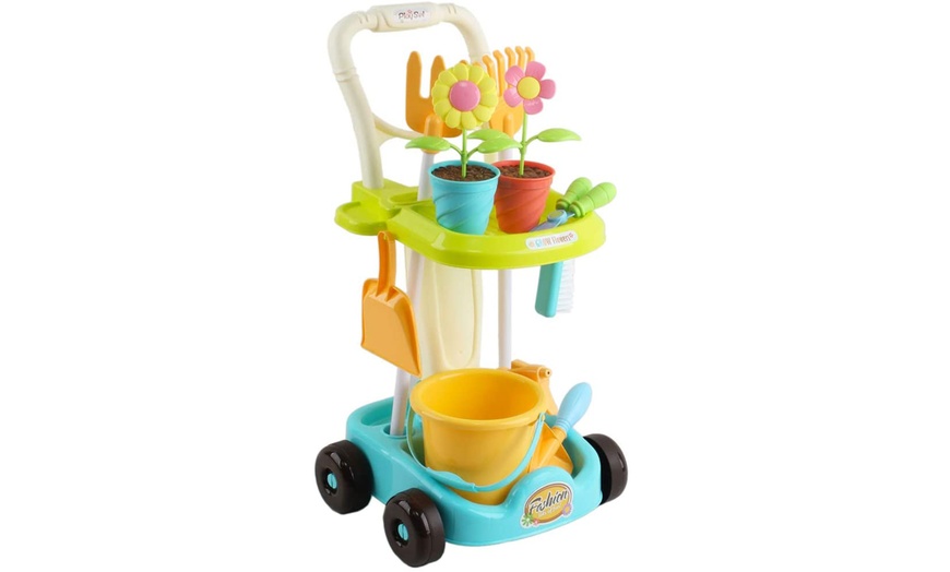 Image 3: Gardening Tools and Trolley Play Set for Kids