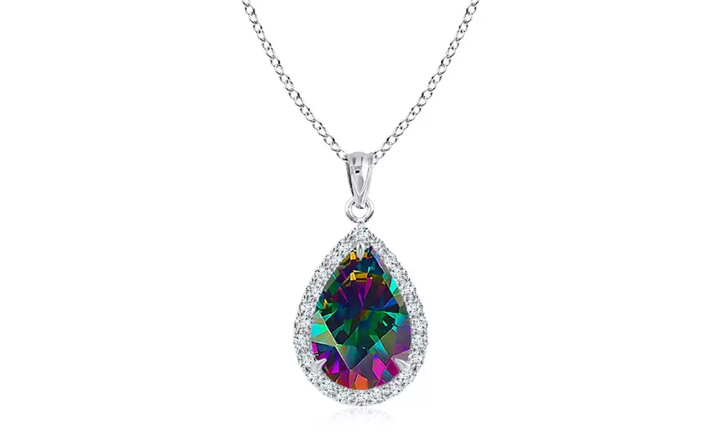 Sterling Silver Genuine Gemstone 4.00CT Pear Cut Necklace 4 Options