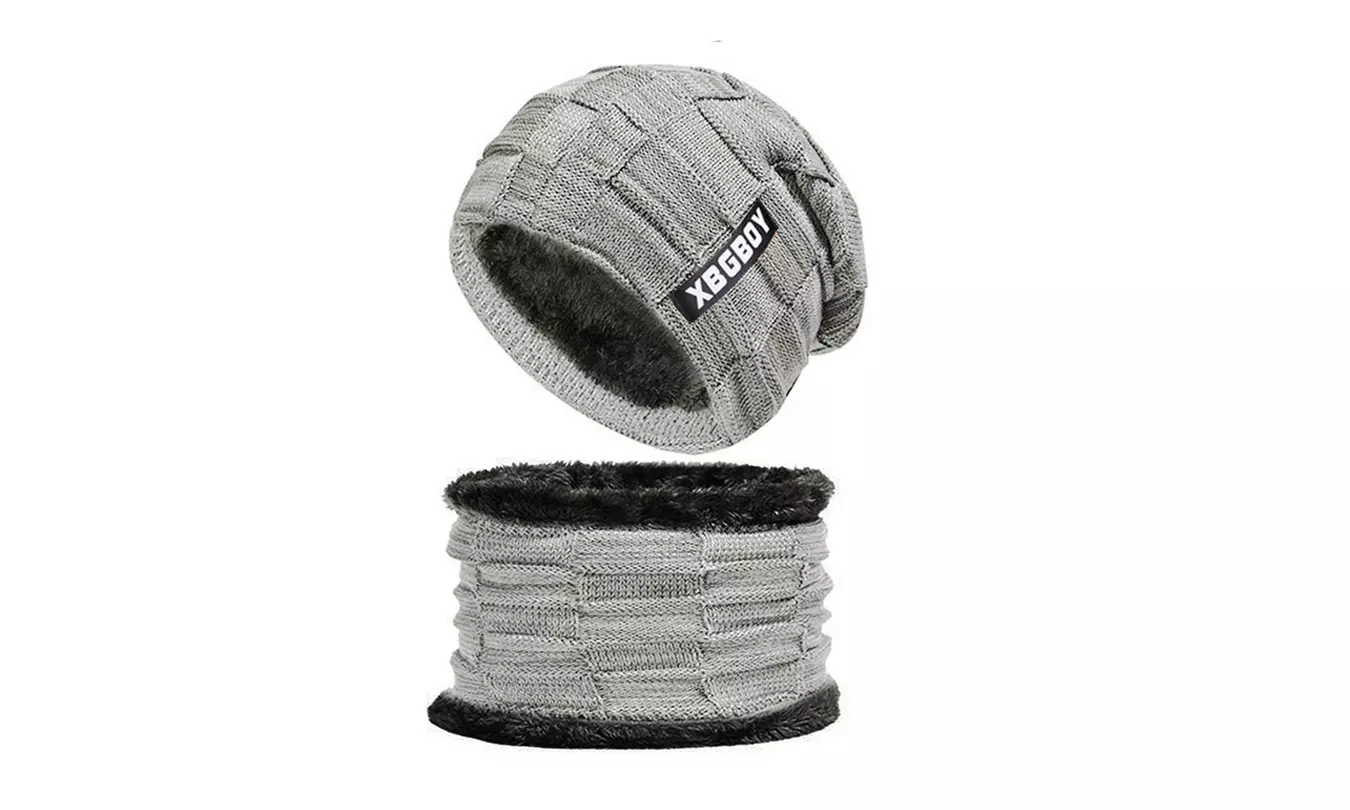2-Piece Winter Knit Beanie Hat & Scarf Set for Men & Women
