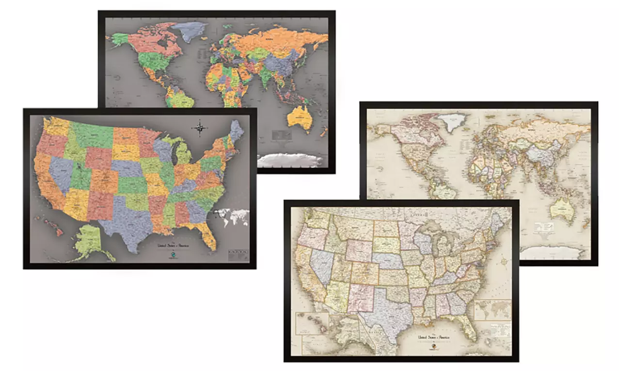 Magnetic Travel Maps (2-Pack; USA & World Maps) - Primary Image