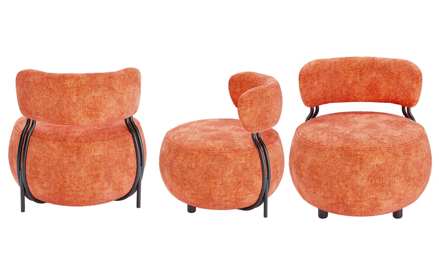 Image 3: Fauteuil "Mia" rond en velours ou laine bouclée