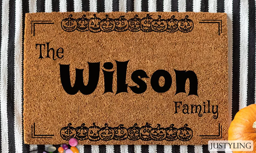 Felpudo de Halloween personalizable con texto, dibujos o formas