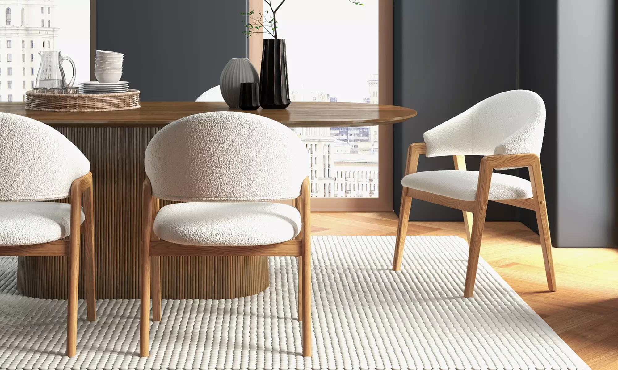 Sillas de comedor tapizadas con patas de madera Woolden, de Doosense