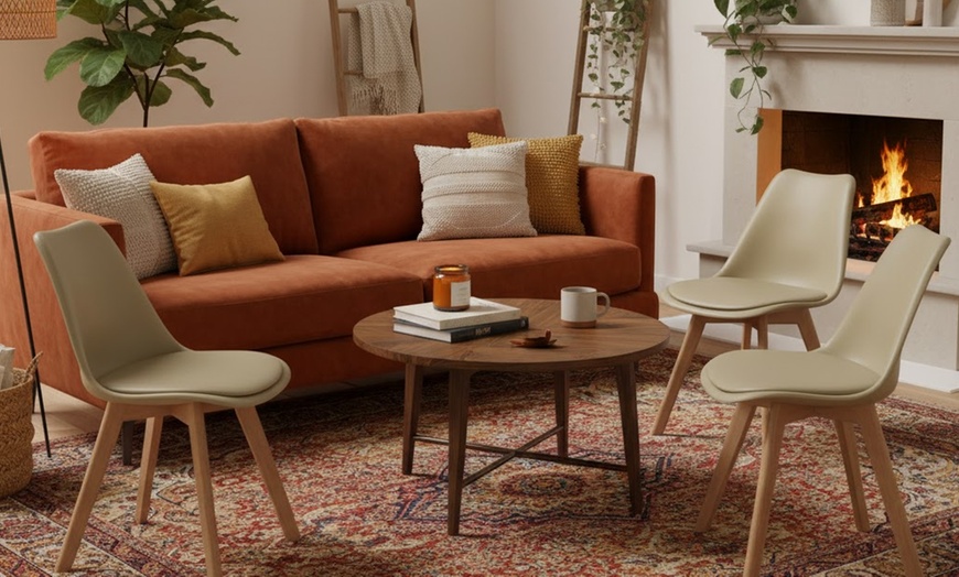 Image 19: Set 4 sedie in ecopelle e legno di faggio