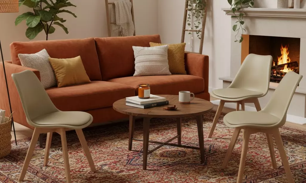 Set 4 sedie in ecopelle e legno di faggio