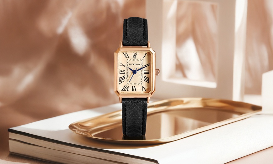 Image 1: Retro Damenarmbanduhr mit Lederarmband